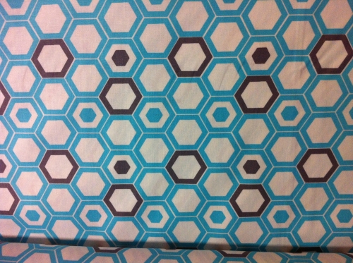 Baumwolle Hexagon türkis grau